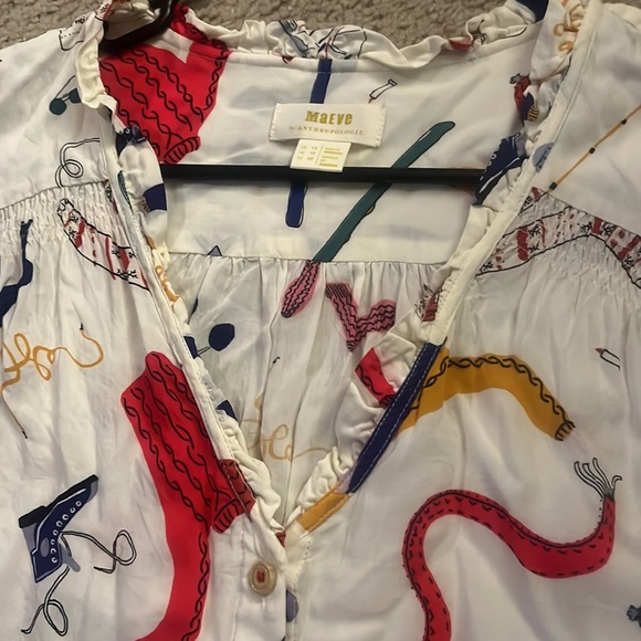 Maeve Anthro Marisol ruffled winter ski print size 10 - Picture 12 of 13